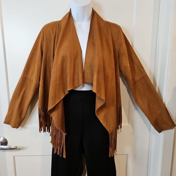 Blush Boutique Faux Suede Fringe Jacket sz S/M - Picture 6 of 9